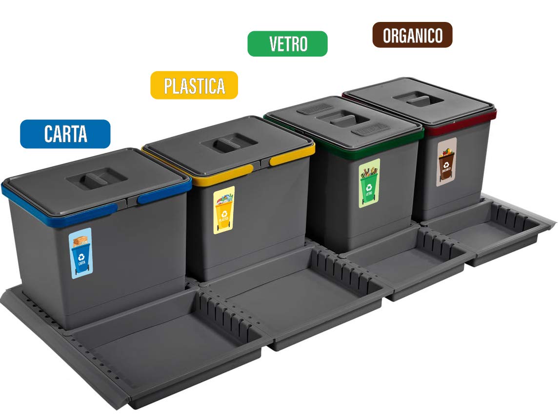 Adesivi Pattumiera Per Raccolta Differenziata (KIT 5 PZ COMPLETO) - ALKYMIA