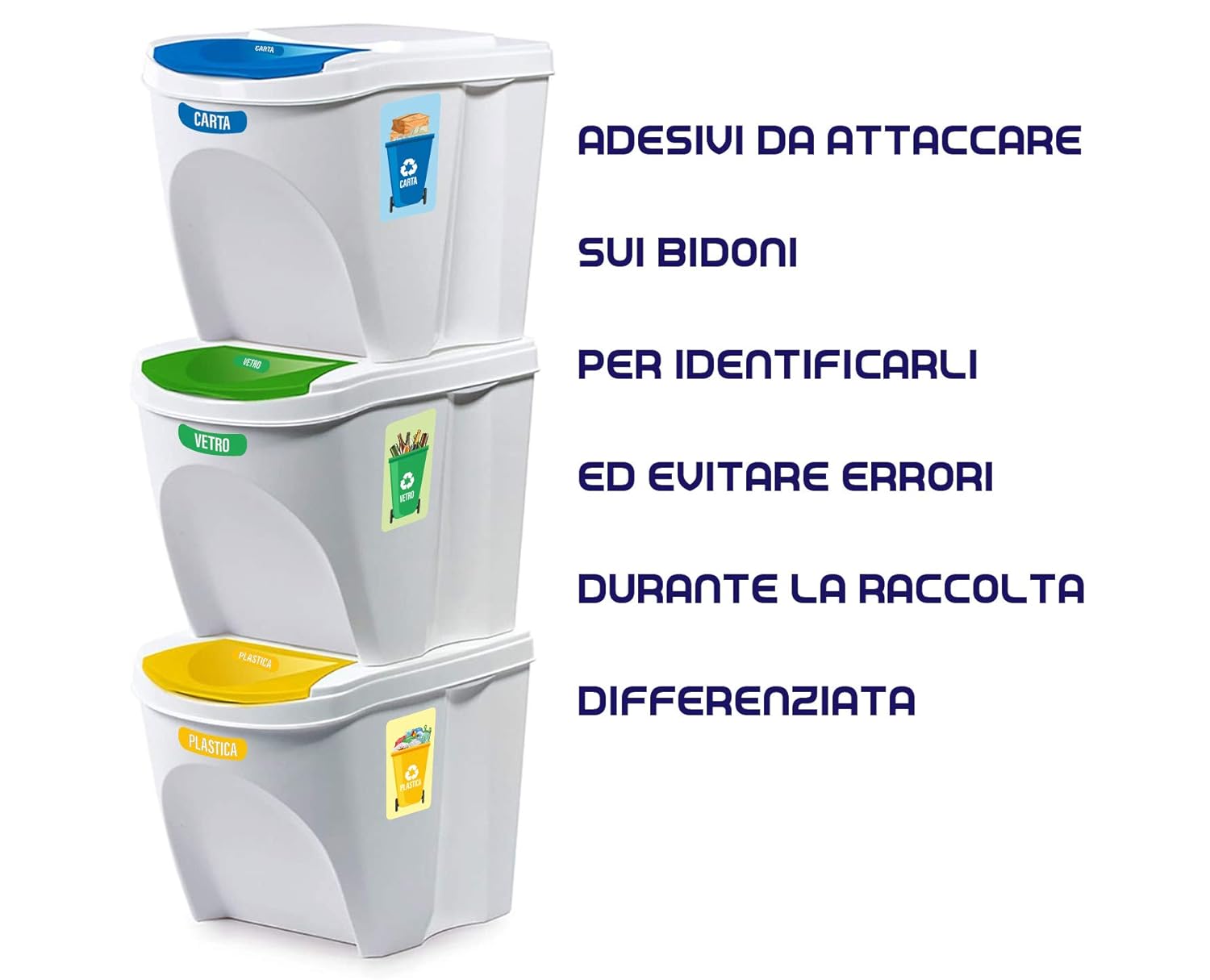 Adesivi Pattumiera Per Raccolta Differenziata (KIT 5 PZ COMPLETO) - ALKYMIA