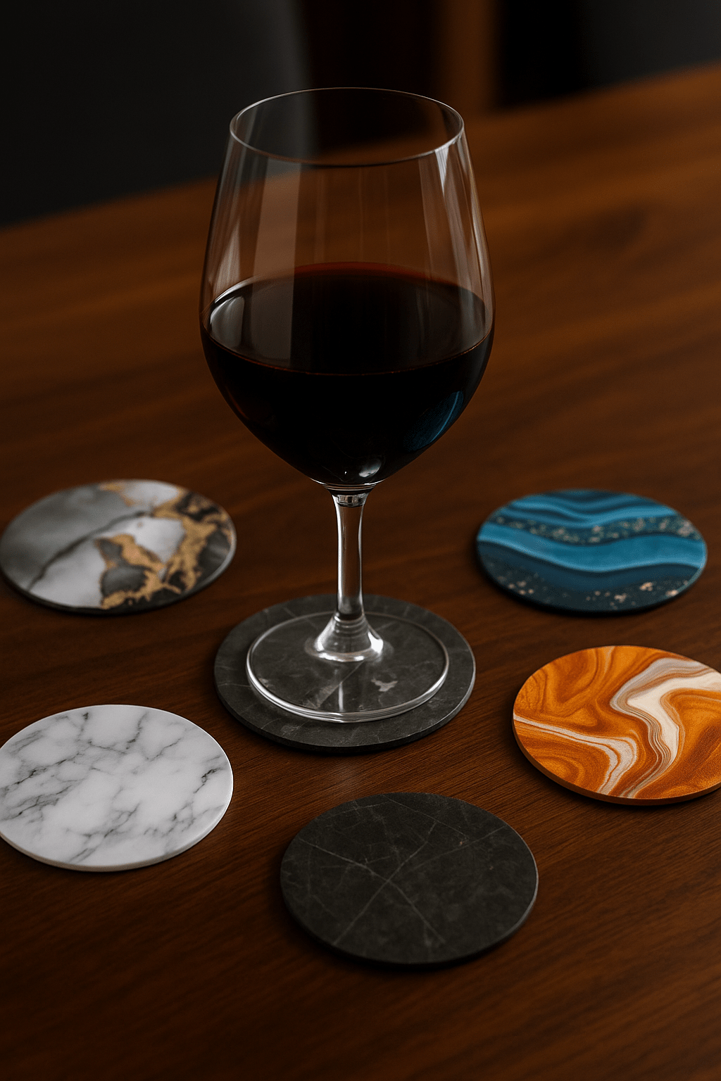 Set 6 Sottobicchieri Marmo Moderno in PVC – Design Elegante, 4 Varianti Colore - ALKYMIA